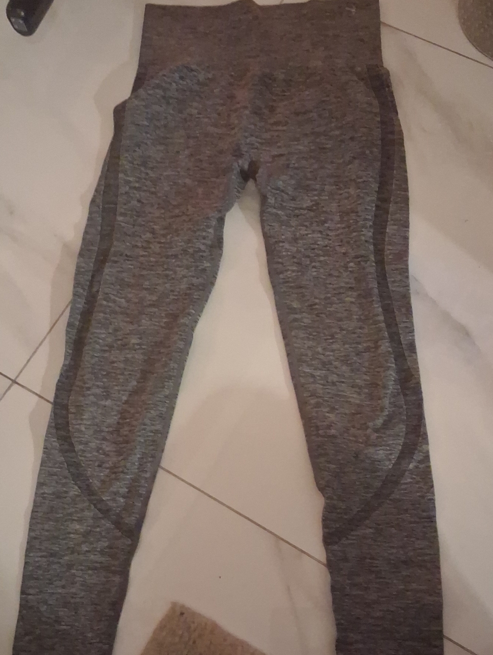 Women's Grey Performance Leggings - Seam Detail